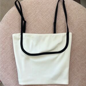 Edikted White Crop Top with Black Trim